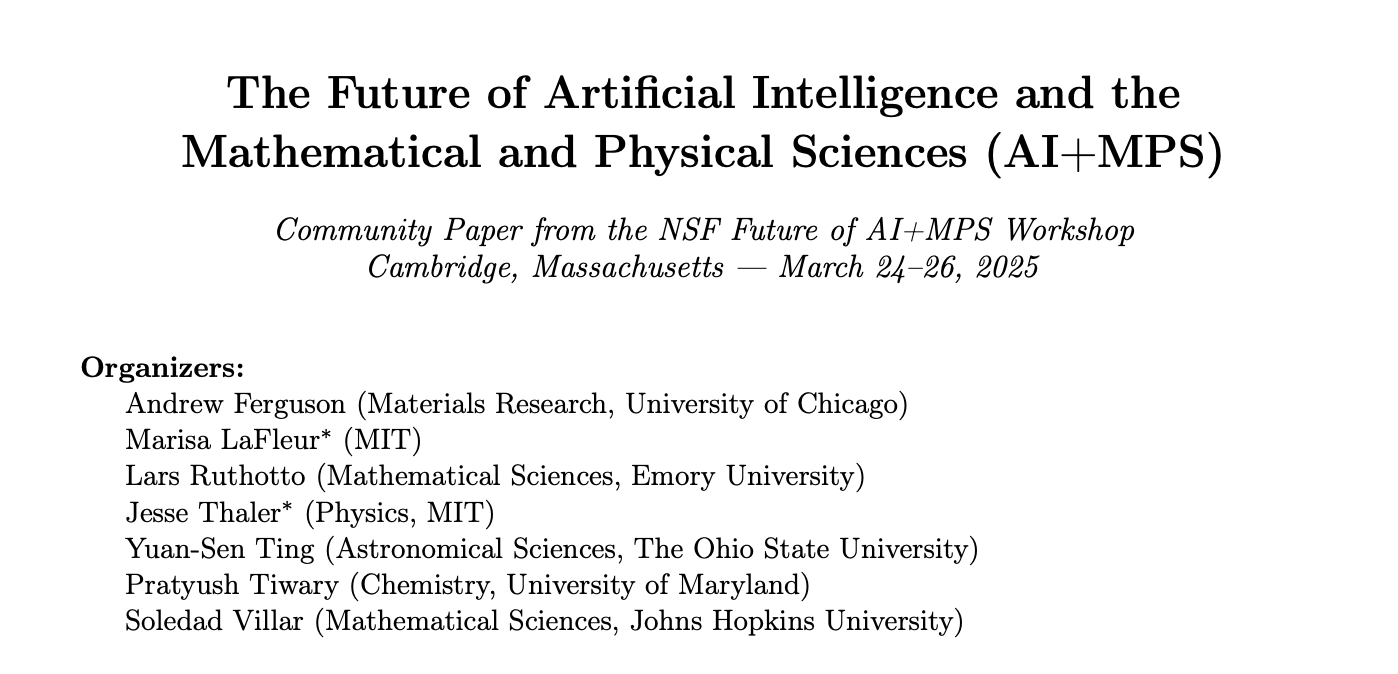 NSF AI+MPS White Paper